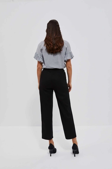 Lniane spodnie z prostą nogawką czarne