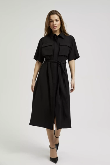 Szmizjerka wiązana w talii z kieszeniami czarna