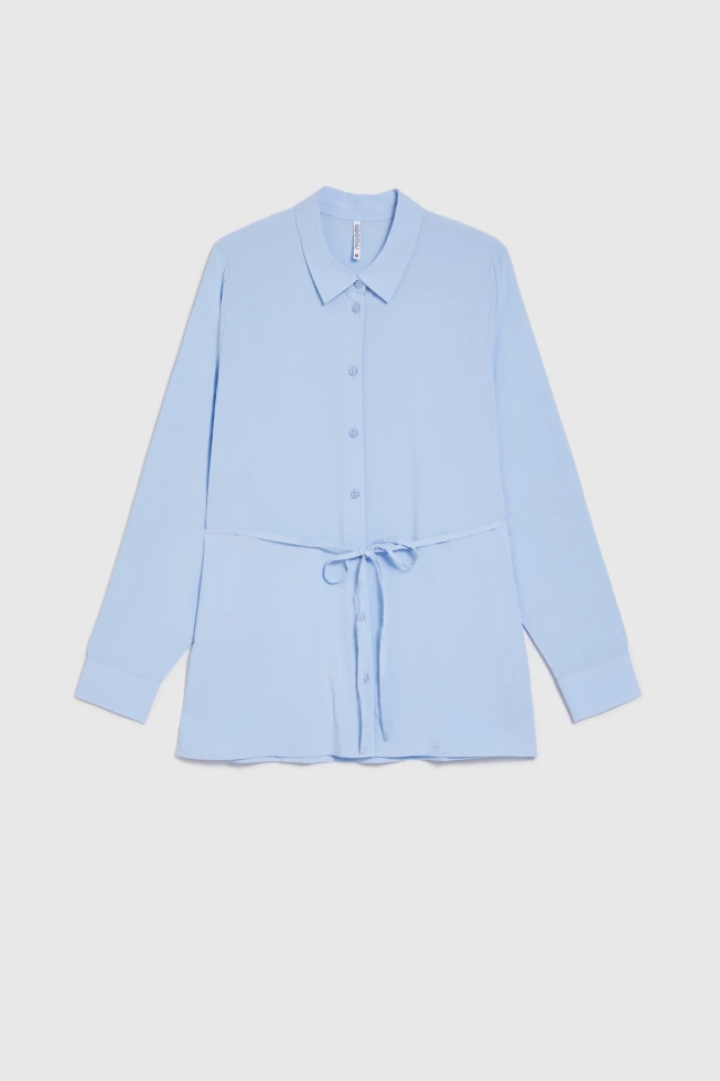 Koszula z wiązaniem błękitna