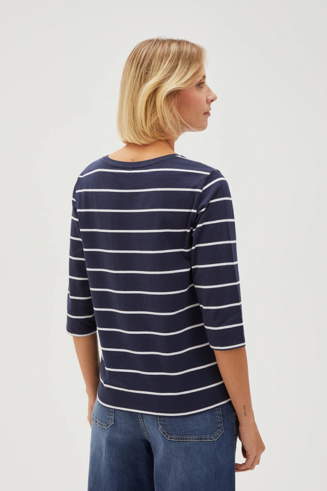 Bluzka w paski o prostym fasonie granatowa