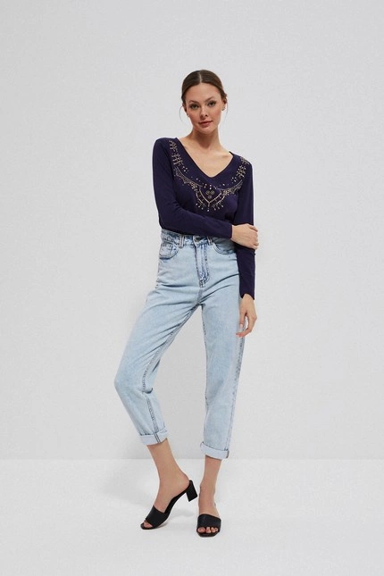 Bawełniana bluzka z dżetami