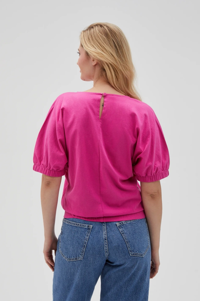 Bluzka z krótkimi rękawami fuksjowa