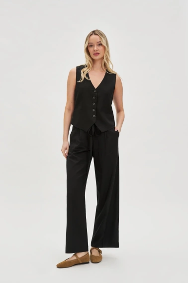 Kamizelka z dodatkiem lnu czarna