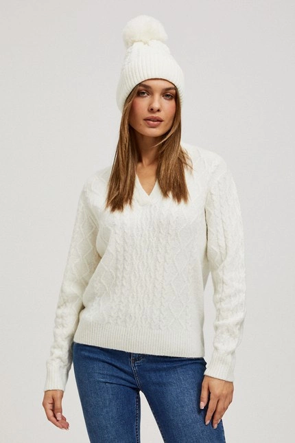 Czapka z pomponem perłowa