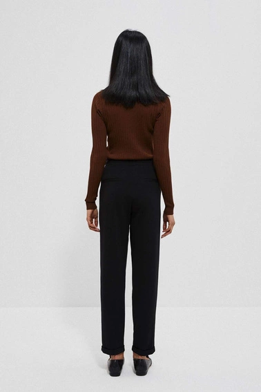 Spodnie z lampasami i wiązaniem w talii czarne