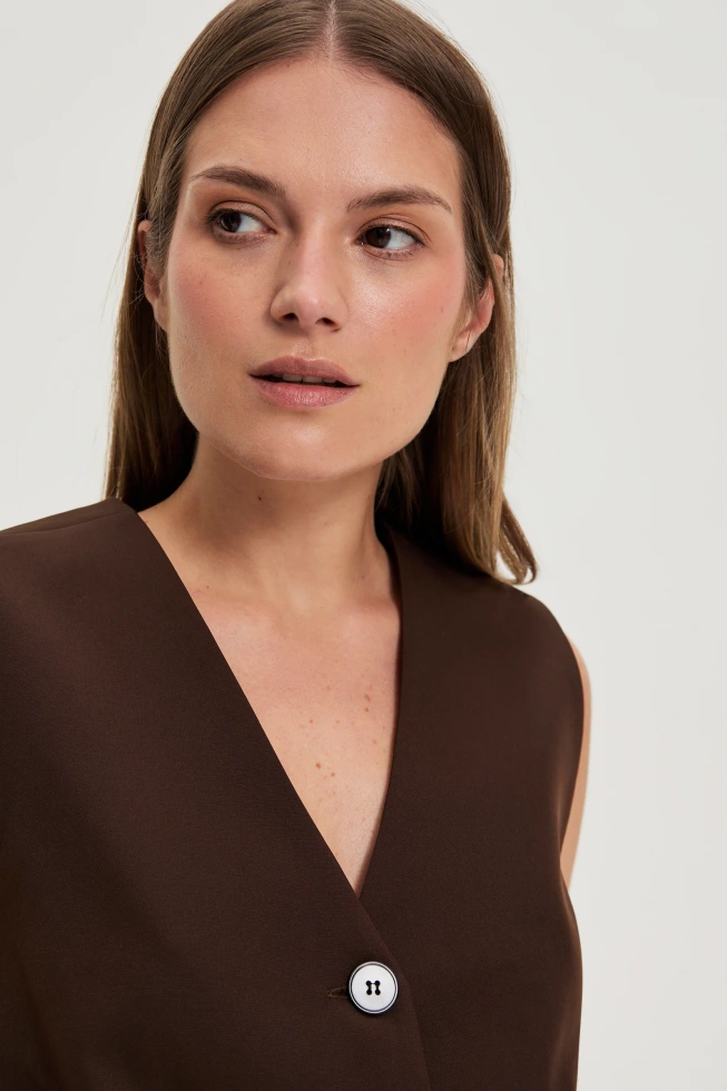 Elegancka kamizelka brązowa