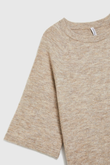 Sweter z krótkimi rękawami beżowy