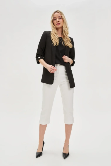 Marynarka z marszczonymi rękawami 3/4 czarna