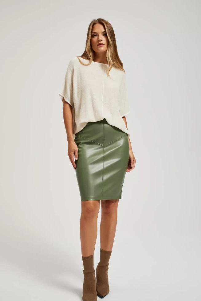 Sweter oversize z metaliczną nitką perłowy