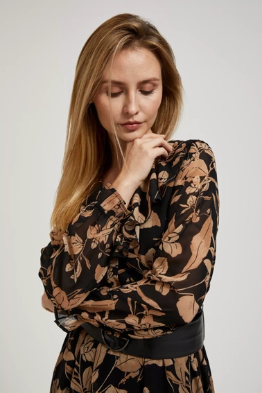 Sukienka z rozkloszowanym dołem i kwiatowym nadrukiem czarna