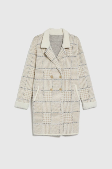 Płaszcz w kratę beżowy 