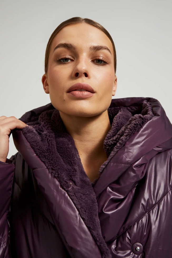 Kurtka z pikowaniem fioletowa