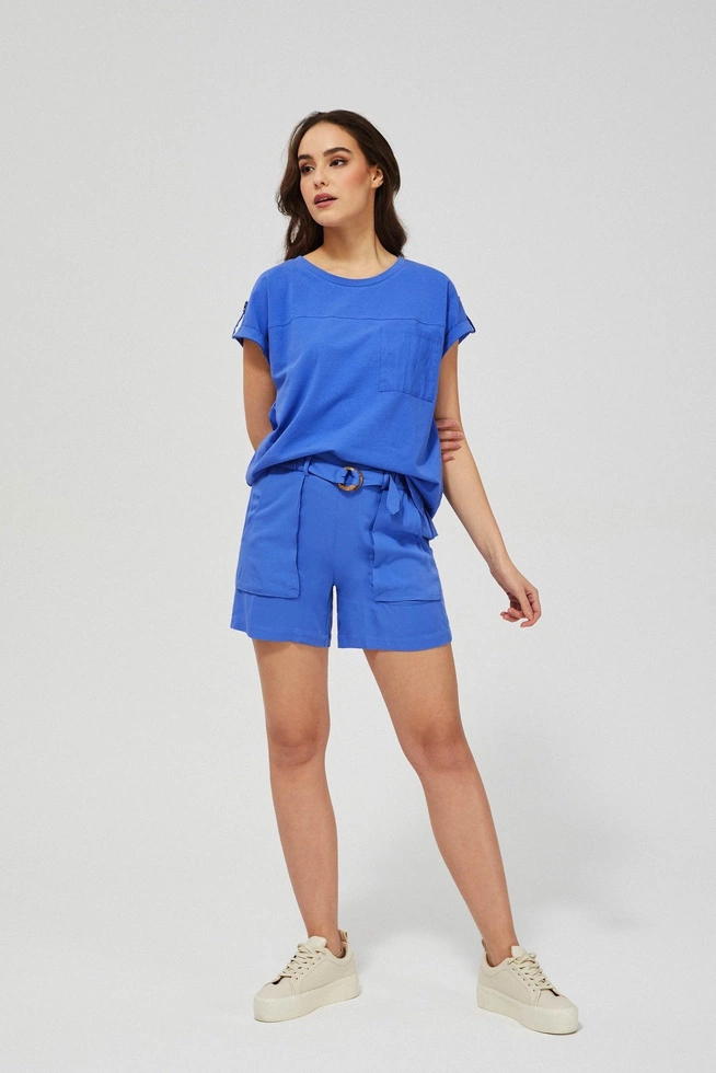 Szorty z wiskozy błękitne