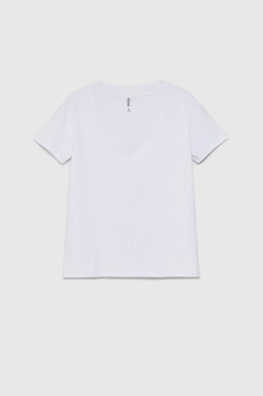 T-shirt z dekoltem w serek biały