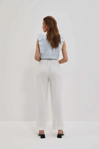 Lniane spodnie z szeroką nogawką