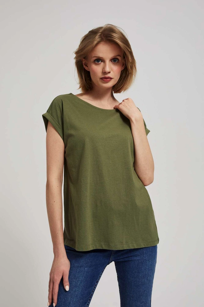 Bawełniany t-shirt oliwkowy