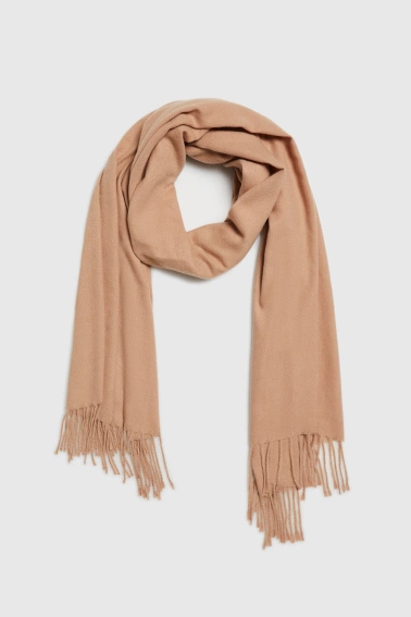 Szal z frędzlami beżowy