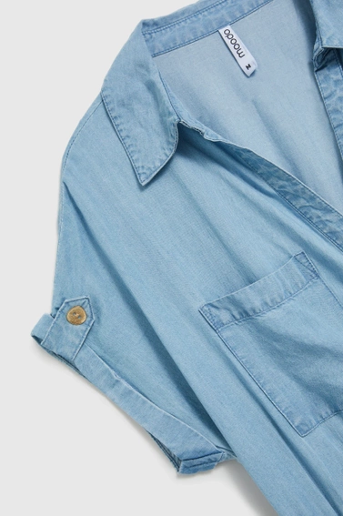 Sukienka lyocell o długości midi błękitna 