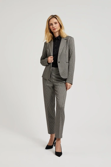 Eleganckie spodnie w pepitkę beżowe 