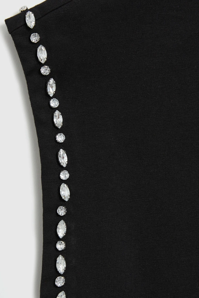 Bawełniana bluzka z ozdobionymi rękawami czarna