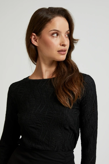 Dopasowana bluzka z dekoltem w łódkę czarna