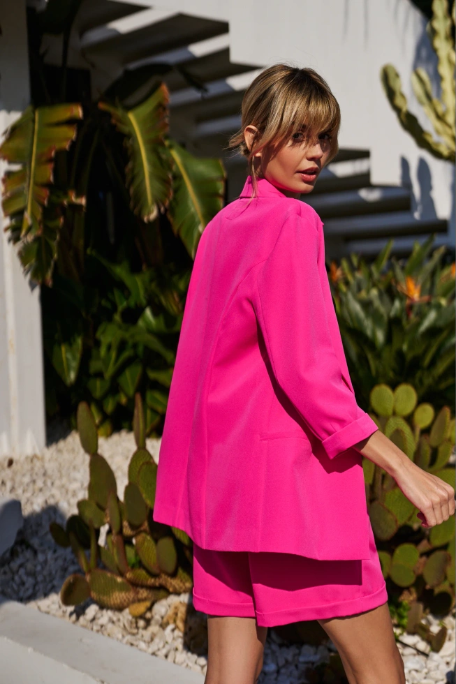 Marynarka z rękawami 3/4 różowa