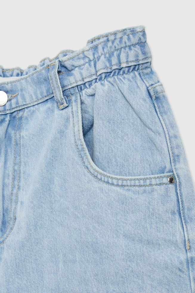 Jeansowe szorty z wysokim stanem niebieskie