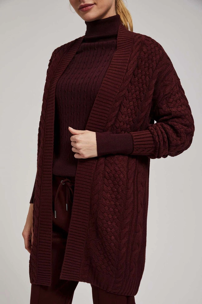 Długi kardigan kasztanowy