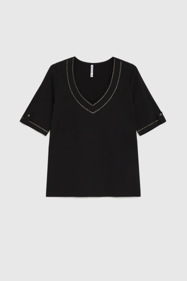 Bluzka z dekoltem w serek czarna