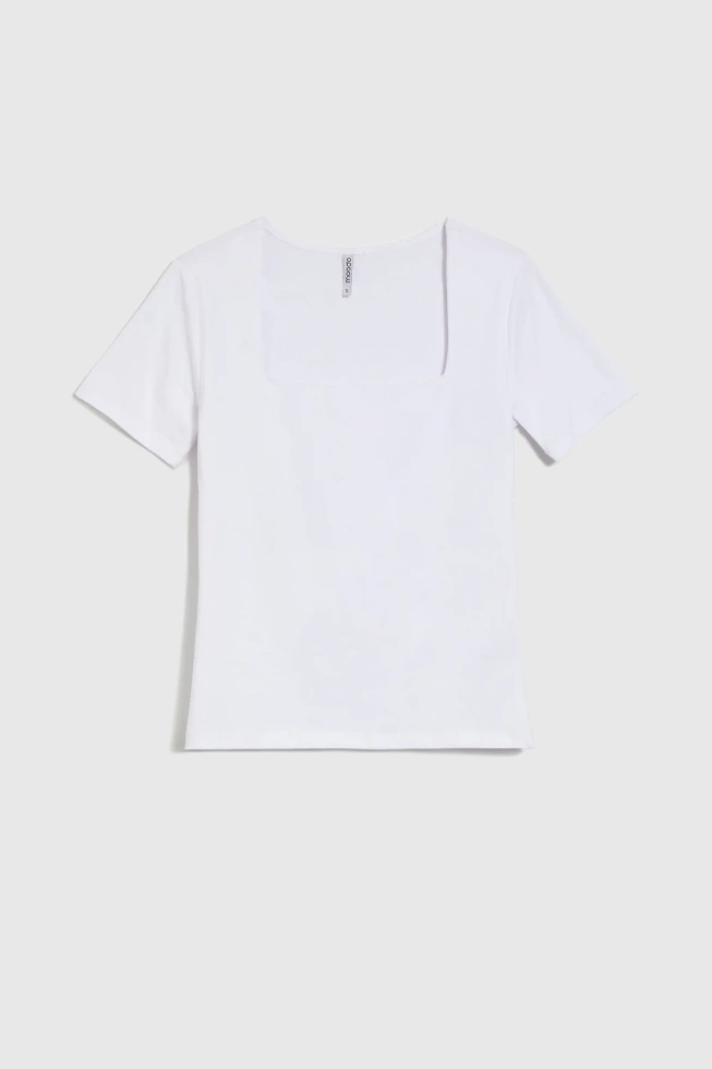 Bluzka z dekoltem karo biała