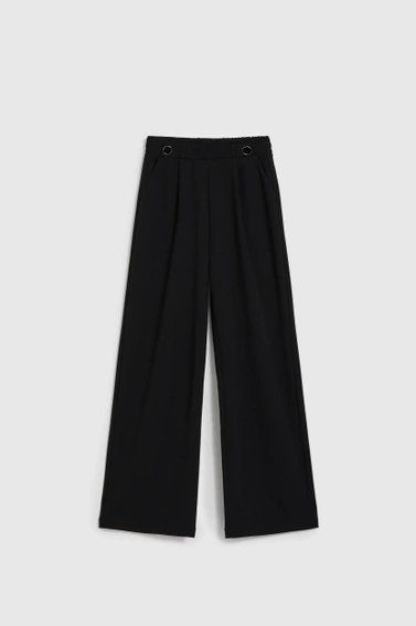 Eleganckie spodnie z szerokimi nogawkami i guzikami czarne