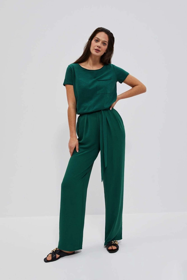 T-shirt oversize z kieszonką malahitowy