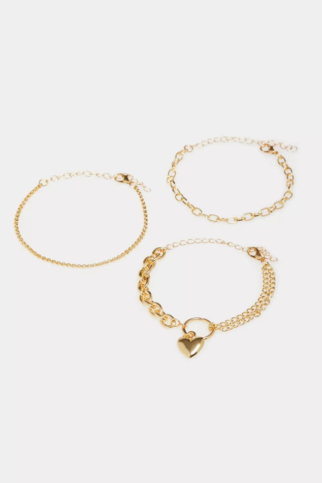 Eleganckie bransoletki - zestaw 3 sztuk w kolorze złotym