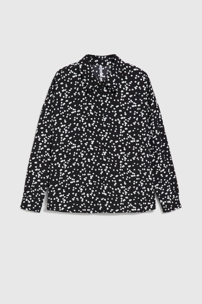 Koszula we wzory z kołnierzykiem czarna