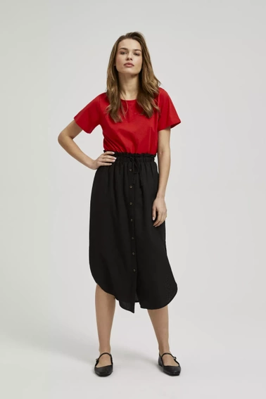 Spódnica zapinana na guziki z gumą w talii czarna