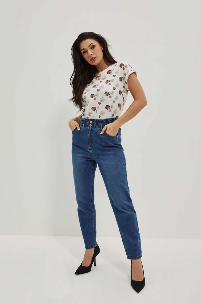 T-shirt z nadrukiem liści