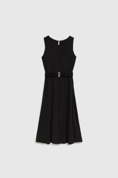 Gładka sukienka midi czarna