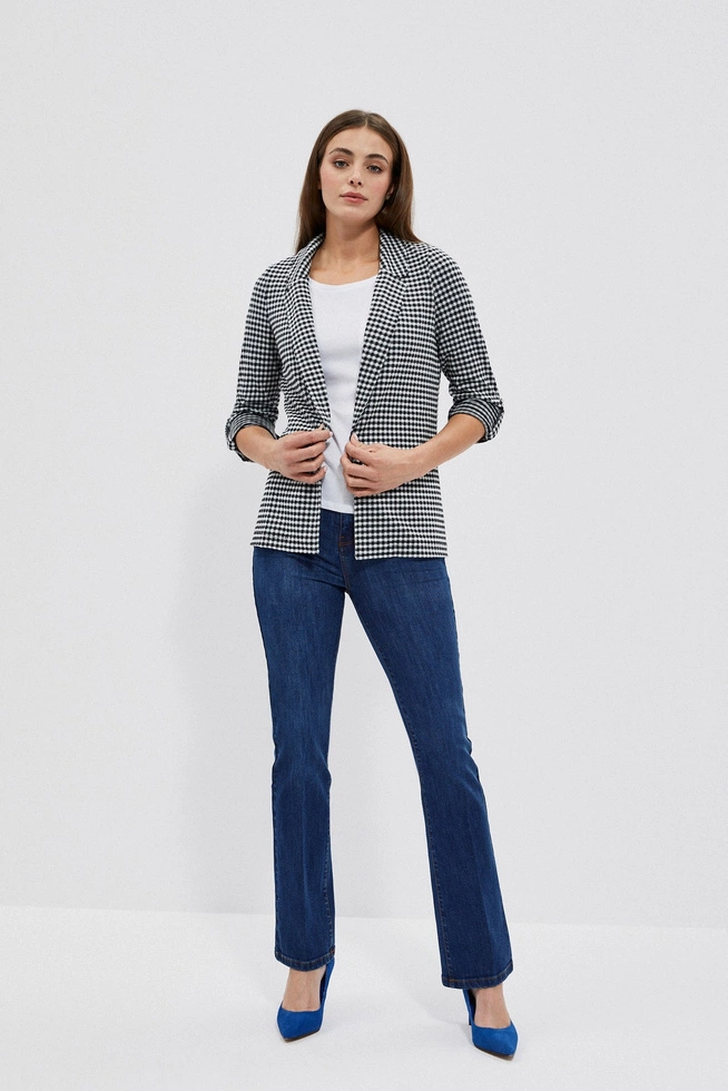 Marynarka w drobną kratę czarno-biała