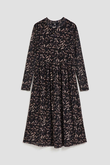 Sukienka midi w panterkę beżowa