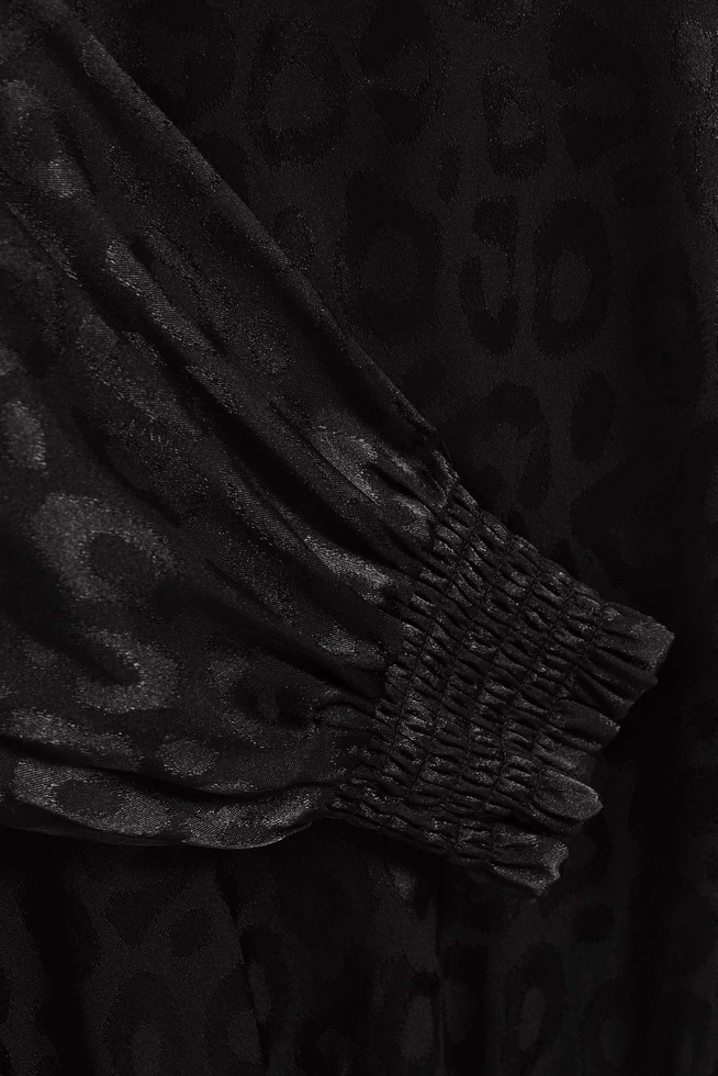 Koszula z bufiastymi rękawami i zwierzęcym wzorem czarna