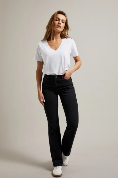 T-shirt z dekoltem w serek biały