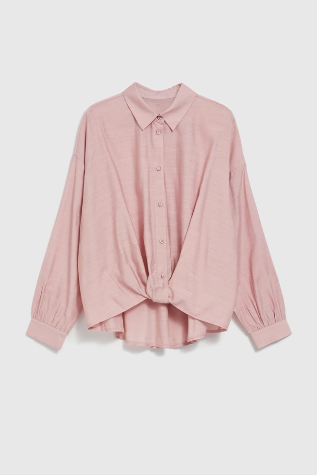 Koszula z asymetrycznym dołem różowa