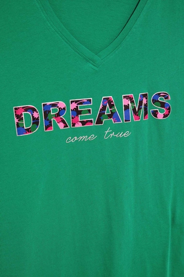 Bawełniana bluzka z napisem zielona