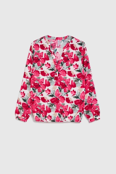 Wzorzysta koszula fuksjowa