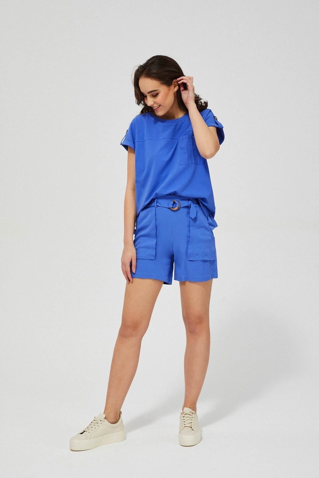 Szorty z wiskozy błękitne