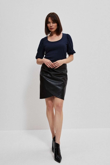 Bluzka z bufiastymi rękawami granatowa