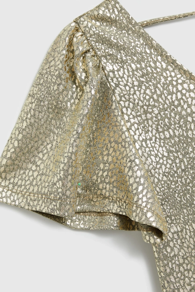 Bluzka z bufiastymi rękawami złota