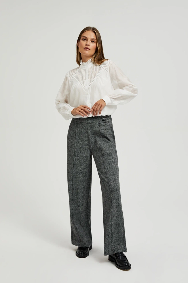 Spodnie z prostymi nogawkami w kant szare