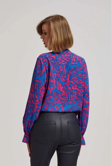 Koszula z dekoltem w serek fuksjowa