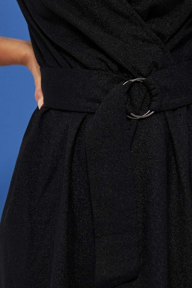 Sukienka z paskiem czarna damska